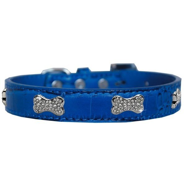 Croc Crystal Bone Dog CollarBlue Size 18, Pet Pal, Mfr#: PE761756
